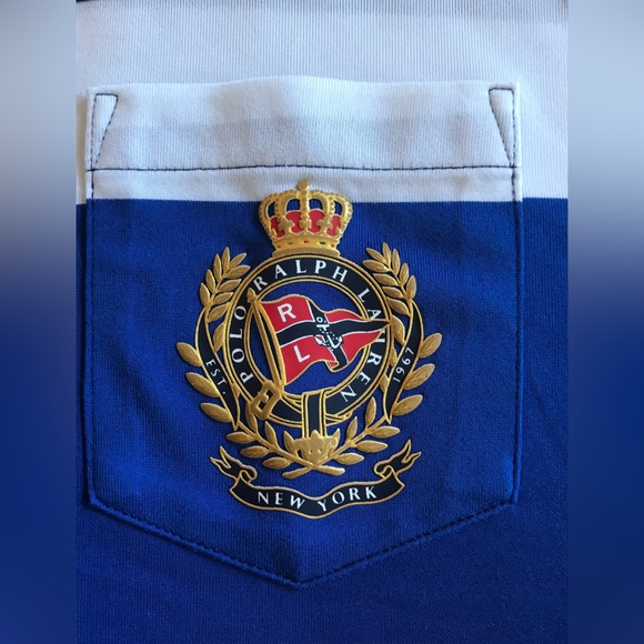 Polo Ralph Lauren Nantucket Crest Blue, White, and Red Striped  Performance Tee - Picture 3 of 11